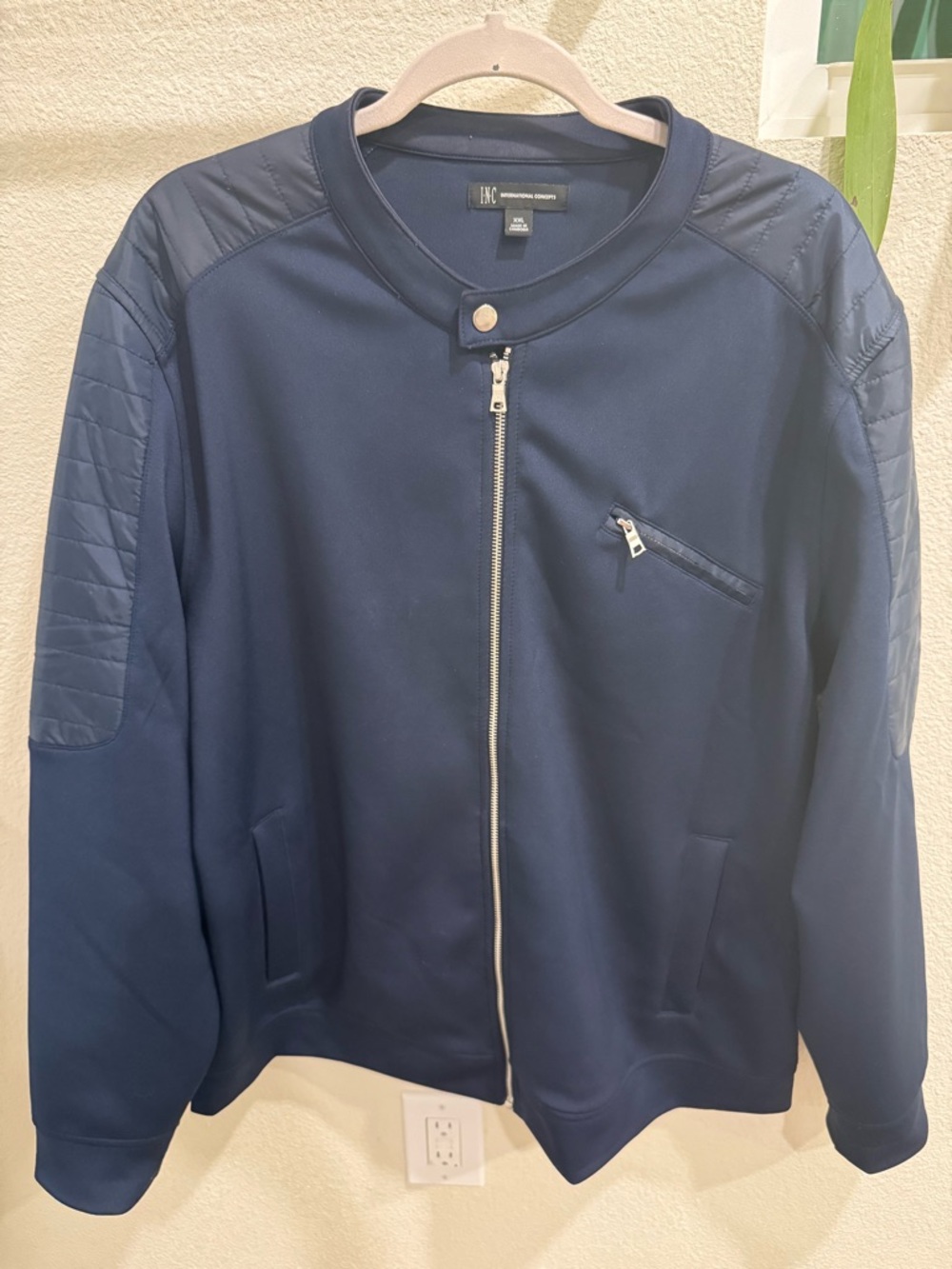 INC International Concepts Dark Navy Zip Front Bomber